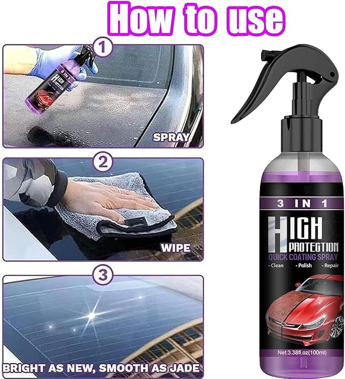 3 in 1 High Protection Quick Car Coating Spray, High Protection 3 in 1 Spray, High Protection Quick Coating Spray for Cars (3PCS)